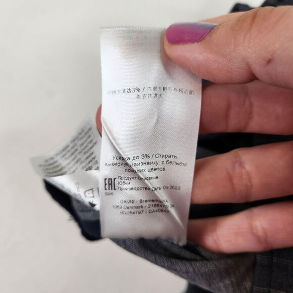 GANNI Skirt Womens 42 10/12 Grey Pinstripe Ruched Sky Captain Tie Gray NWT Siren - Picture 16 of 16